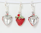 Red Enamel Strawberry Charms