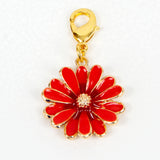 Red Enamel Daisy Charm or Stitch Marker