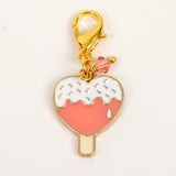 Popsicle Heart Enamel Charm with Peach Austrian Crystal Accent