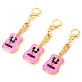 Guitar Charm pink enamel set of three