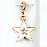 Enamel Star Charm with Rhinestone Center in White or Black