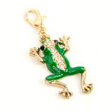 Gold Enamel Frog Charm with Rhinestones
