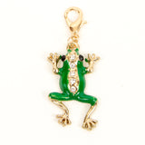 Enamel Frog Charm with Rhinestones
