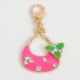 Pink Enamel Purse or Handbag Charm with Rhinestones