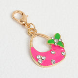 Bright Pink Enamel Handbag Charm with Rhinestones
