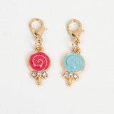 Pink and blue enamel lollipop sucker charms