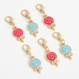 Enamel Lollipop Sweet Treat Charms with Rhinestone Bows