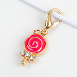 Pink Lollipop Enamel Charm with Rhinestones