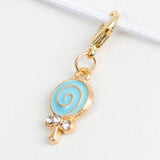 Blue Enamel Lollipop Charm with Rhinestones