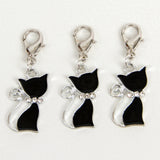 Black Cat Enamel Place Keeper with Rhinestones