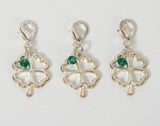 Four Leaf Clover - Shamrock Charm with Green Crystal