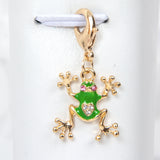 Green enamel frog charm