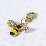 Enamel Honey Bee Charm with Rhinestone Wings