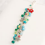Cranberry Rose Dangle Planner Charm with Snowflakes, Deer and Red flower charms.