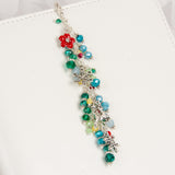 Cranberry Rose Holiday Planner Charm with Crystal Dangle