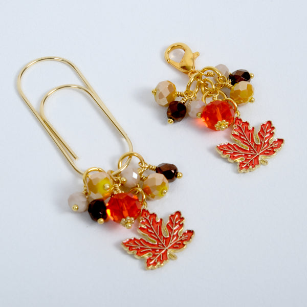 Cozy Season Dangle Clip or Charm with Enamel Maple Leaf Charm