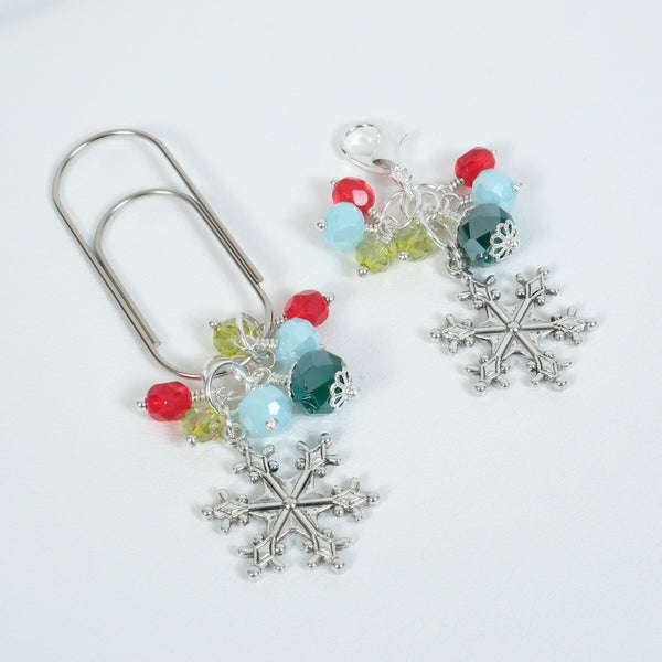 Cedar and Snow Planner Clip or Charm with Snowflake Charm