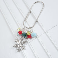 Cedar and Snow Planner Clip or Charm with Snowflake Charm