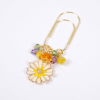 Quiet Meadow Daisy Planner Clip or Charm with Golden, Yellow, Purple and Green Crystals