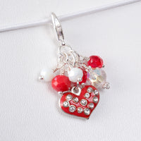 Red Enamel Heart Planner Clip or Charm in Silver or Gold
