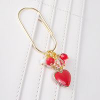 Red Enamel Heart Planner Clip or Charm in Silver or Gold