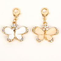 White and Blush Pink Enamel Butterfly Charms