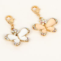 Enamel Butterfly with Rhinestones in white or blush pink