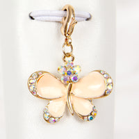 Blush Pink Enamel Butterfly Charm with iridescent rhinestones
