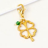 Shamrock Charm with Green Crystal Accent in Gold or Silver