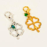 Shamrock Planner Charm - Four Leaf Clover Traveler's Notebook Charm or Stitch Marker in Silver or Gold