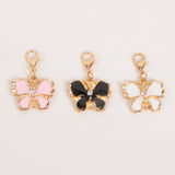 Enamel Butterfly Charm or Stitch Marker  in  pink, black  or white.