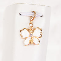 White Enamel Butterfly Charm with Rhinestone Accent