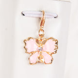 Pink Enamel Butterfly Charm with Rhinestone Accent