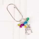 Rhinestone Camel Planner Clip or Charm with Blue, Green, Yellow and Magenta Crystals