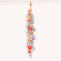 Ladybug Charm with Gray-Blue, Champagne and Red Crystal Dangle