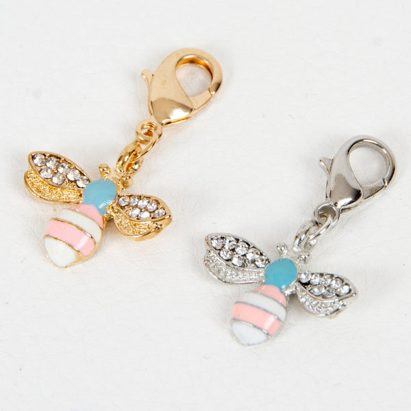 Pastel Honey Bee Charm in Gold and Silver