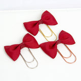 Cranberry Red Ribbon Bow Planner Paperclip in Silver, Gold or Rose Gold