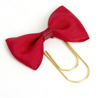 Cranberry Red Grosgrain Bow with Wide Gold Paper Clip