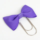 Purple Bow Planner Clip with wide silver paperclip