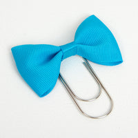 Turquoise Bow Planner Clip with Wide Silver Paperclip