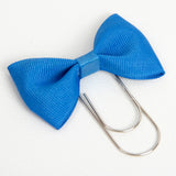Blue Grosgrain Planner Bow Clip with wide silver paper clip