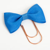Blue planner bow with wide rose gold paperclip