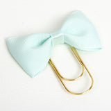 Mint Bow Planner Clip Bookmark with Wide Gold Paper Clip