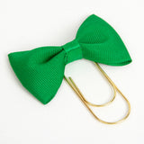 Green Bow Wide Planner Clip - Bookmark in Silver, Gold or Rose Gold
