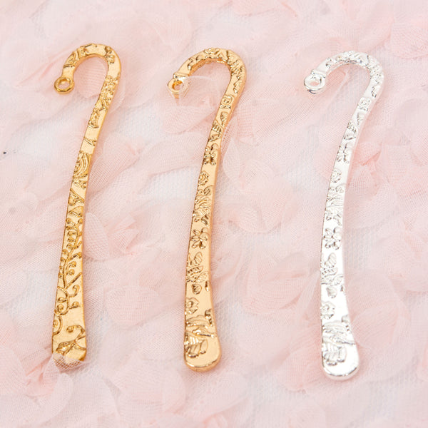 Embossed Metal Bookmark Charm Adapters in Gold, KC Gold, And Silver tones