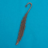 Metal Feather Bookmark charm adapter in antique cooper