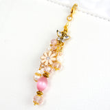 Pink and Gold Planner Charm with Rhinestone Butterfly and Enamel Flower