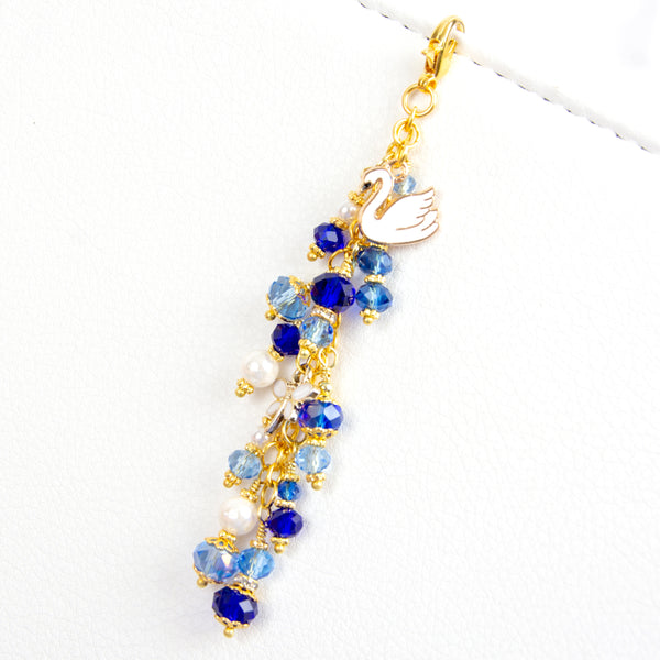Swan Dangle Planner Charm with Blue Crystals