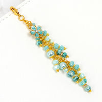 Aqua Flower Dangle Charm with Pearls and Crystals