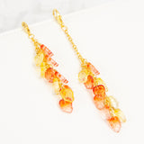 Wire wrapped glass leaf bead dangle planner charms with orange and yellow beads